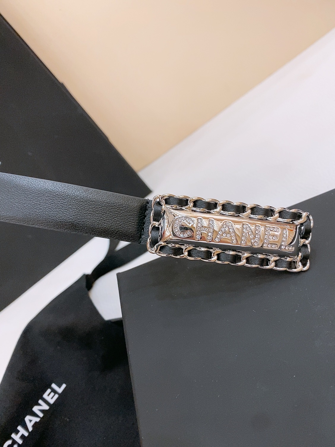 シャネル「Chanel」クラシック ダブルC レザーベルト ベルト100CM