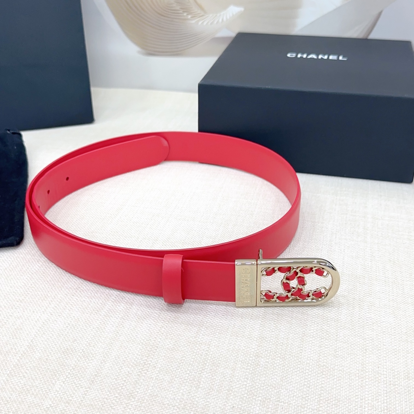 シャネル「Chanel」ダブルフェイス レザー ベルト100CM