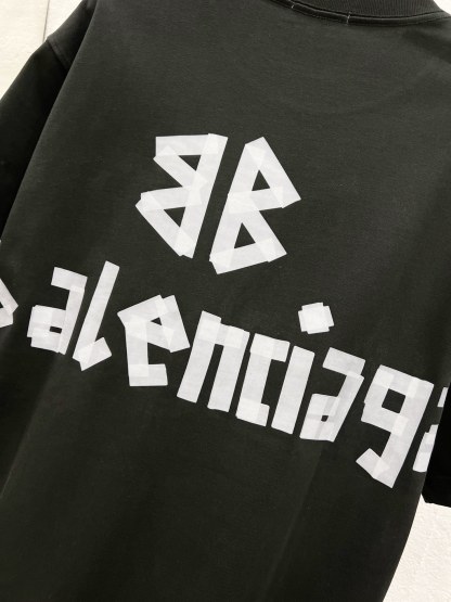 バレンシアガ「Balenciaga」ハイネックプレミアムコットン半袖Tシャツ