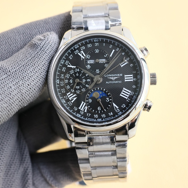 ロンジン「Longines」マスターコレクション 八針月相 クロノグラフ メンズウォッチ 40mm