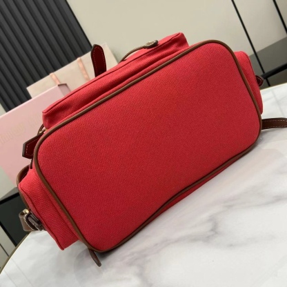 ミュウミュウ「Miu Miu」バックパック レザー＆キャンバス デュアルストラップ ショルダーバッグ