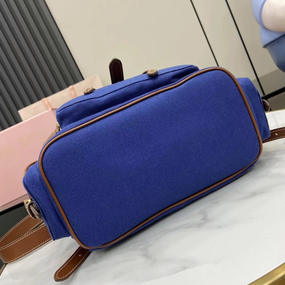 ミュウミュウ「Miu Miu」バックパック レザー＆キャンバス デュアルストラップ ショルダーバッグ