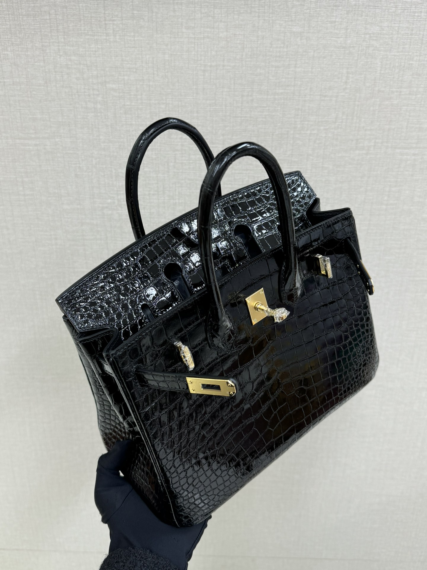 エルメス「Hermès」ノワール ミロワール クロコダイル レザー バッグ