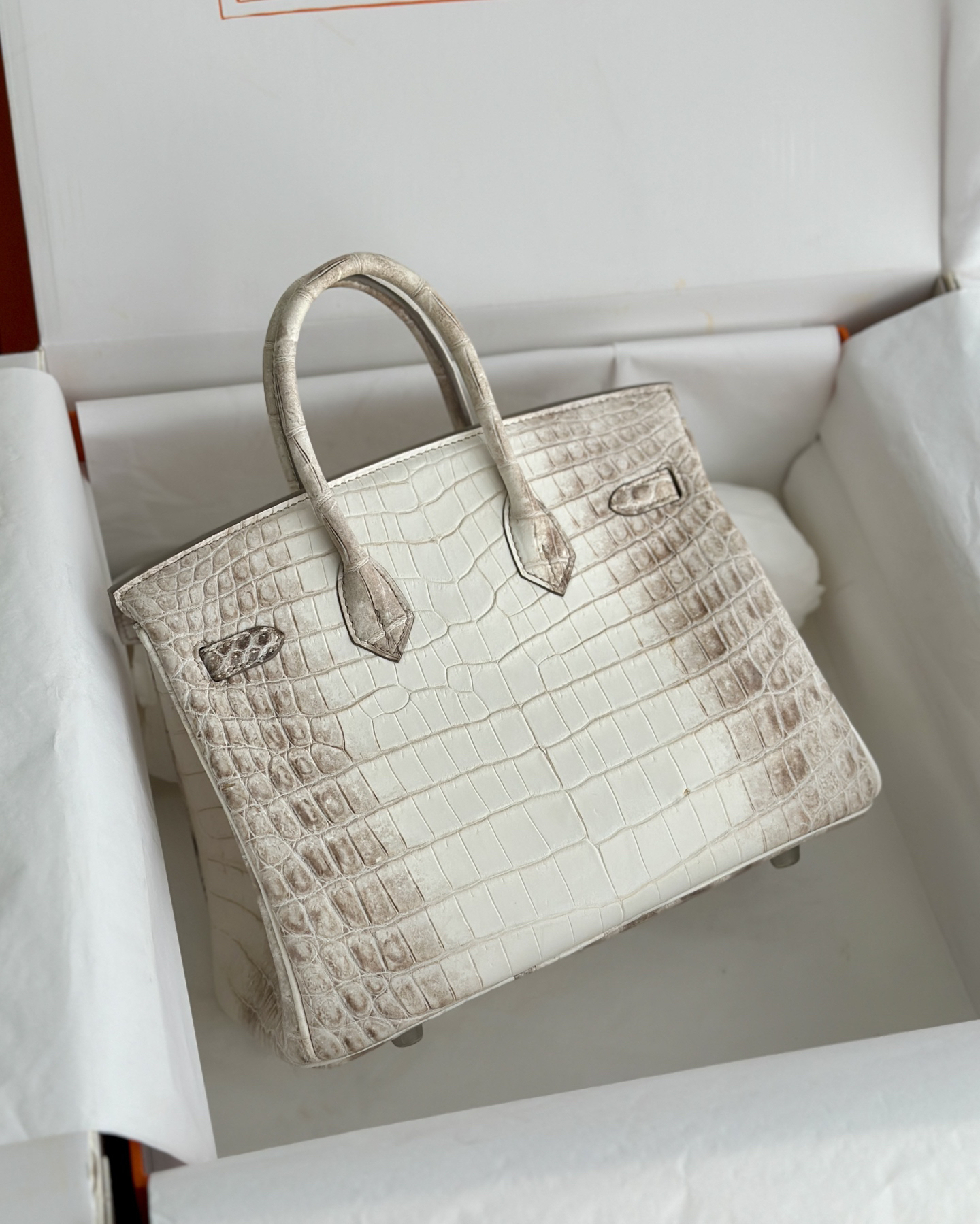 エルメス「Hermès」ヒマラヤン マット クロコダイル レザー ハンドバッグ