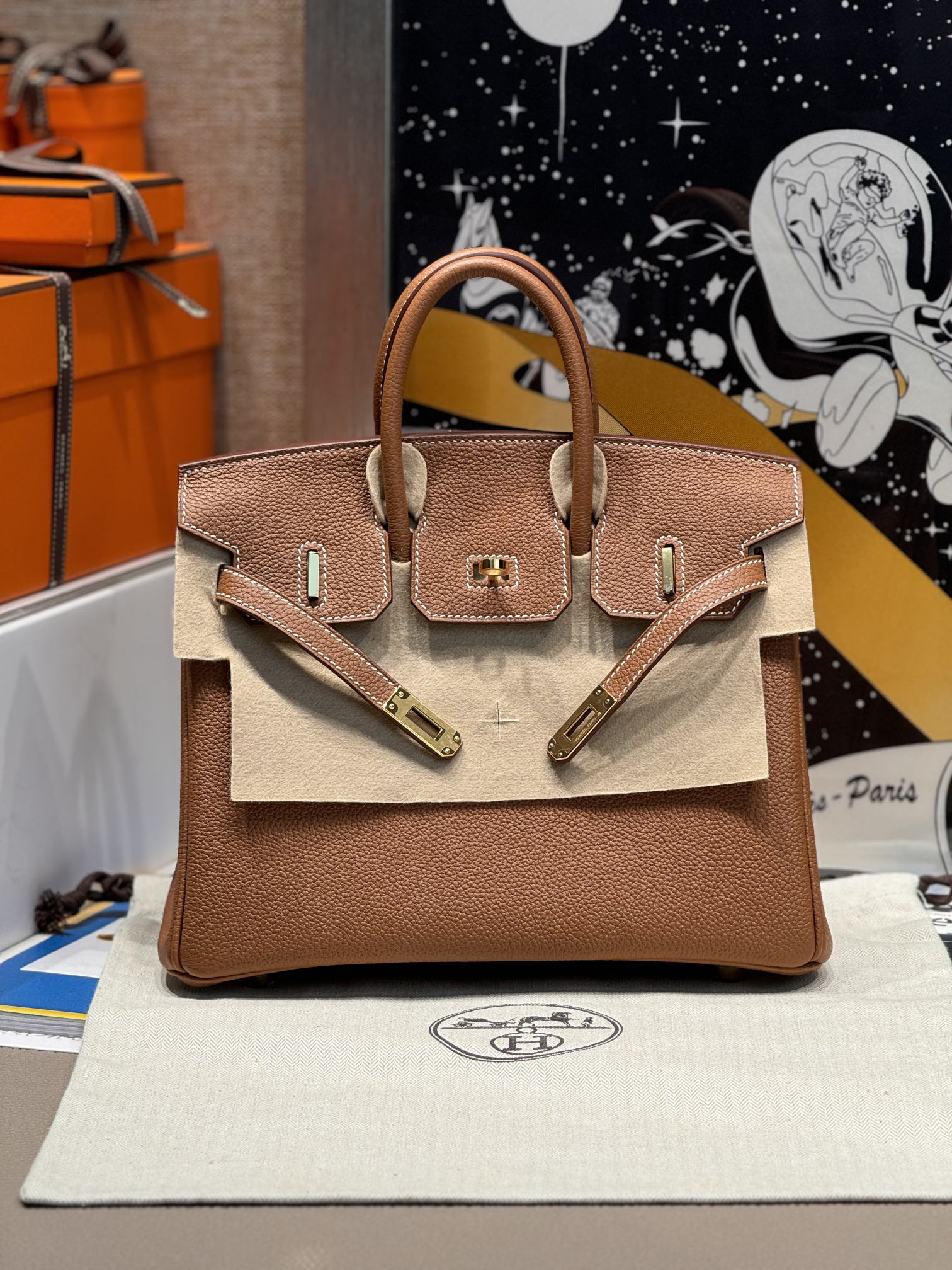 エルメス「Hermès」クーピドンゴールドブラウン スウィフトレザー ゴールドハードウェア バッグ