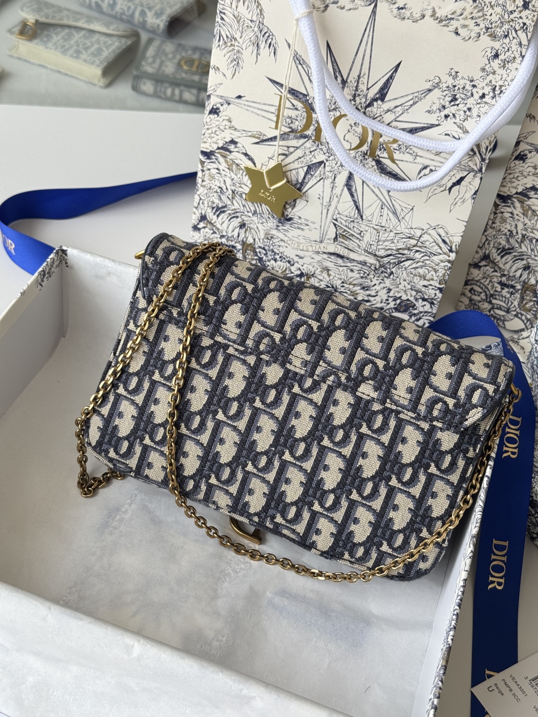 ディオール「Dior」SADDLE チェーン デニム バッグ