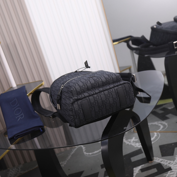 ディオール「Dior」ライダー バックパック ベージュ＆ブラック オブリーク プリント