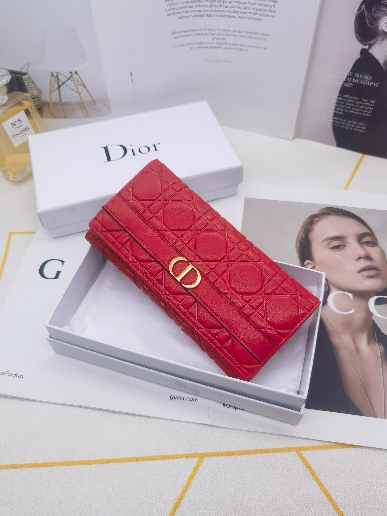 ディオール「Dior」Caro Orchid ロングウォレット