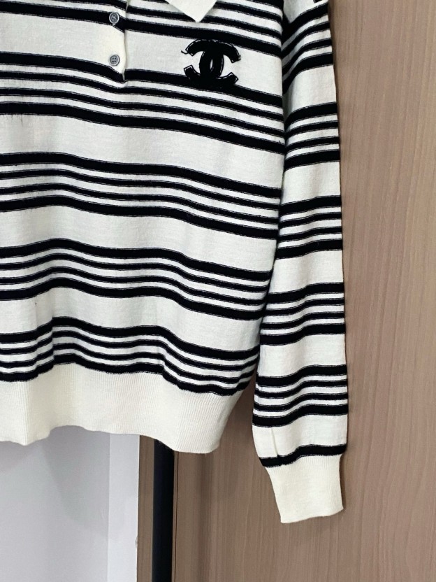シャネル「Chanel」ストライプ カラー ニット セーター