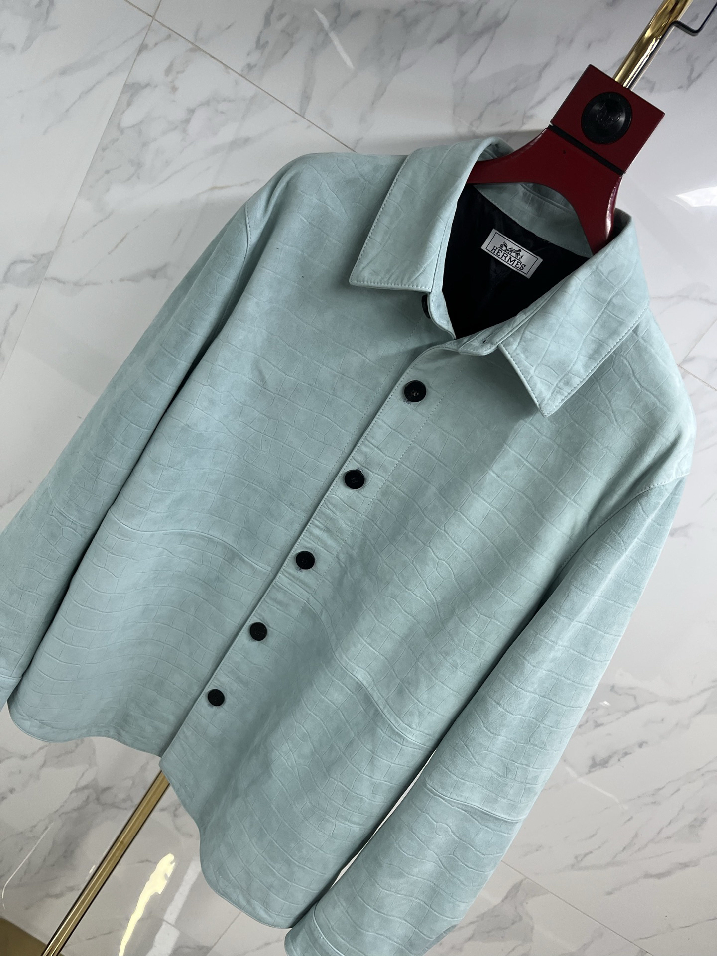 エルメス「Hermès」オレンジカラー スエードエンボス ジャケット