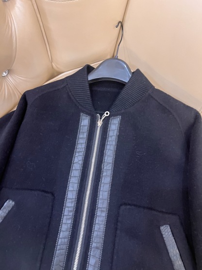 エルメス「Hermès」ダブルフェイス カシミヤ レザー ベースボール ジャケット