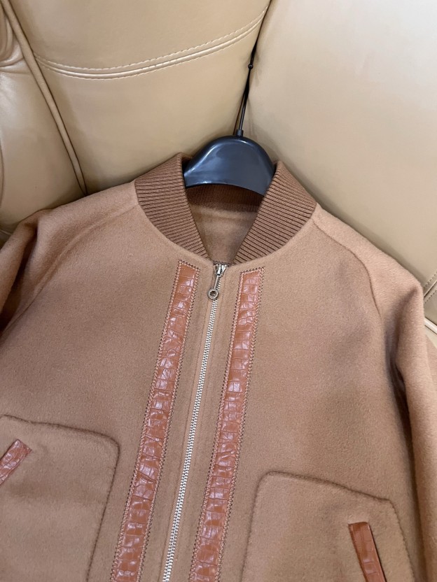 エルメス「Hermès」ダブルフェイス カシミヤ ベースボール ジャケット