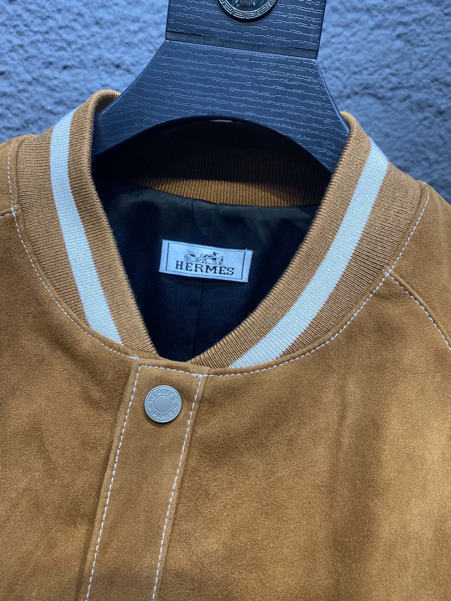 エルメス「Hermès」スエード ラムレザー ベースボール ジャケット
