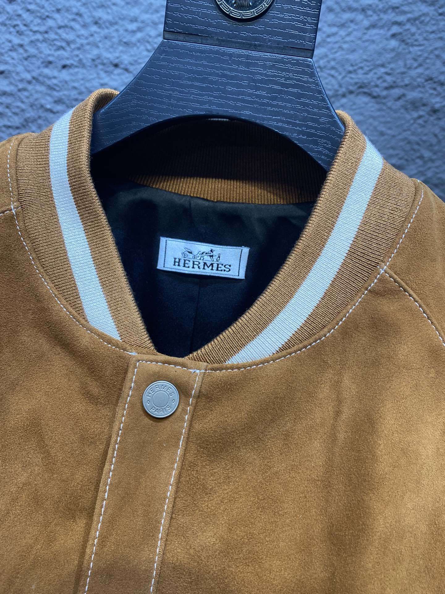エルメス「Hermès」スエード ラムレザー ベースボール ジャケット