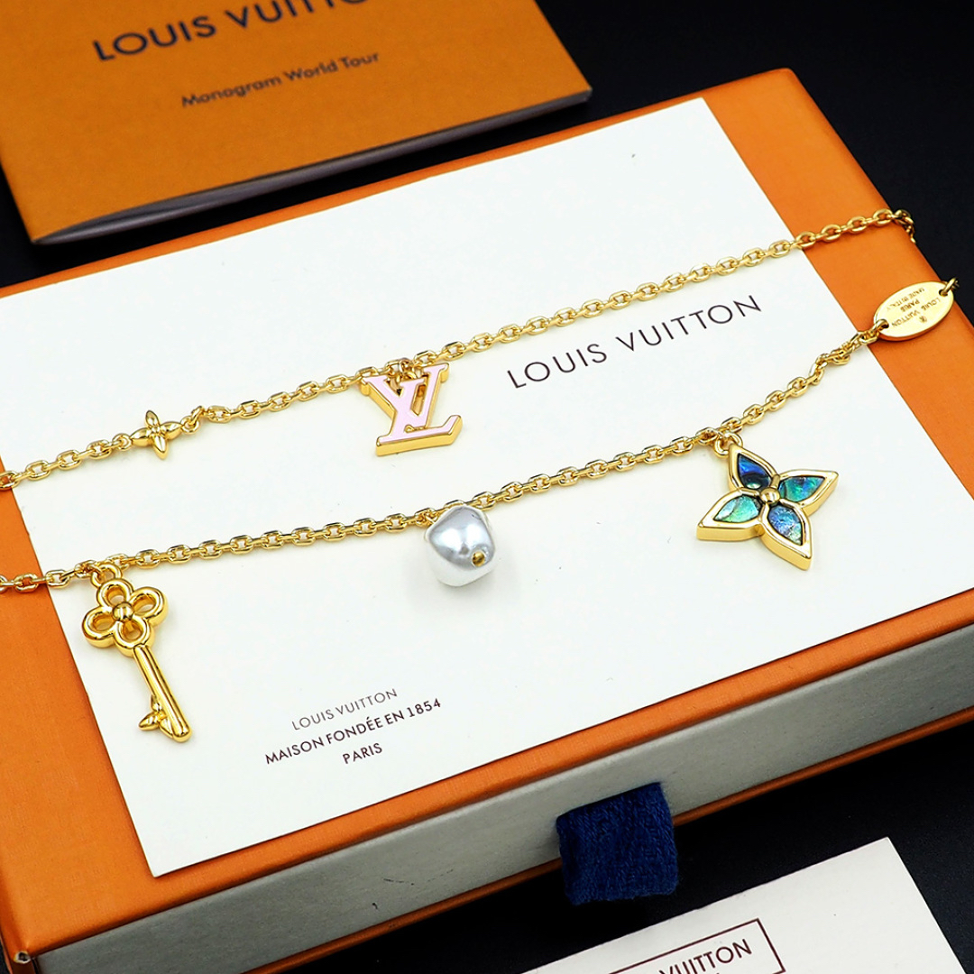 ルイ・ヴィトン「Louis Vuitton」Icon & Lock Charm ダブルチェーン ブレスレット