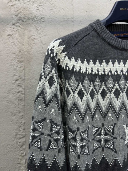 ルイ・ヴィトン「Louis Vuitton」Ski 刺繍ビーズ フィアーアイランドニット セーター