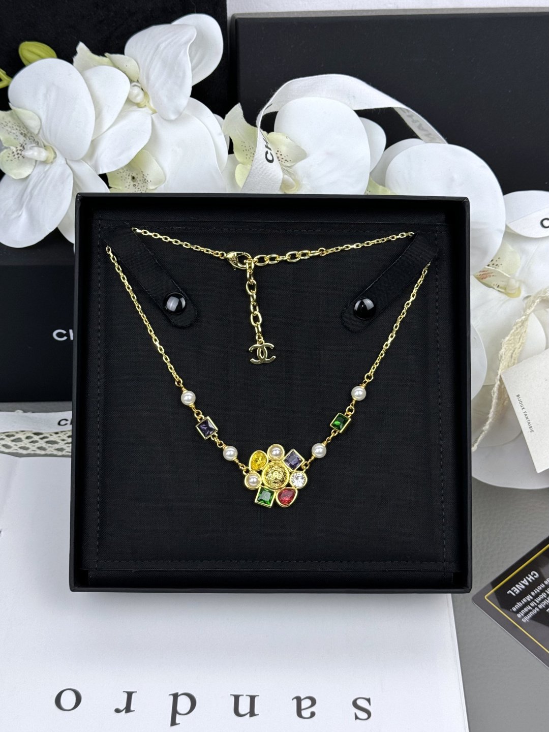 シャネル「Chanel」シャネル 幾何学模様カラーダイヤモンドネックレス