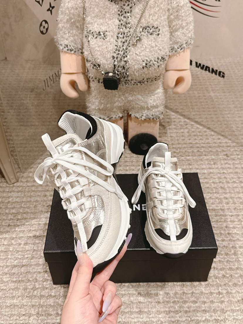 シャネル「Chanel」シャネル スタイル レザースニーカー (パンダカラー) / レジャースニーカー