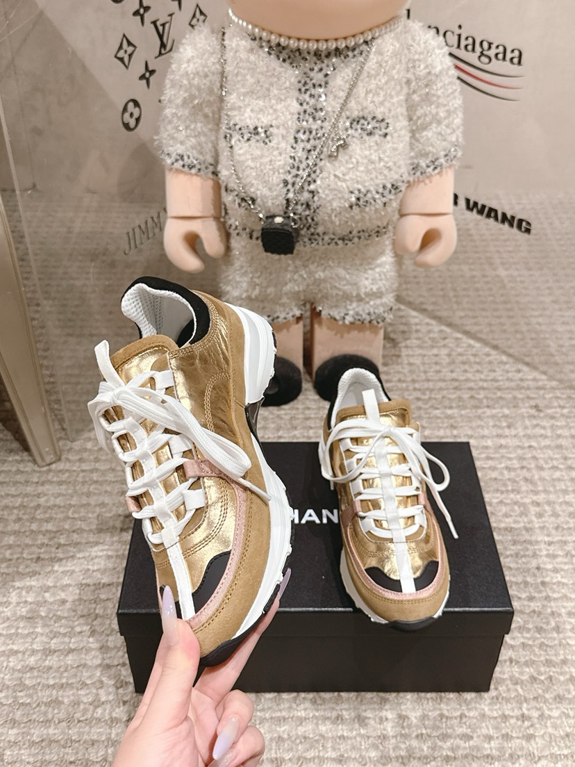シャネル「Chanel」シャネル スタイル レザースニーカー (パンダカラー) / レジャースニーカー