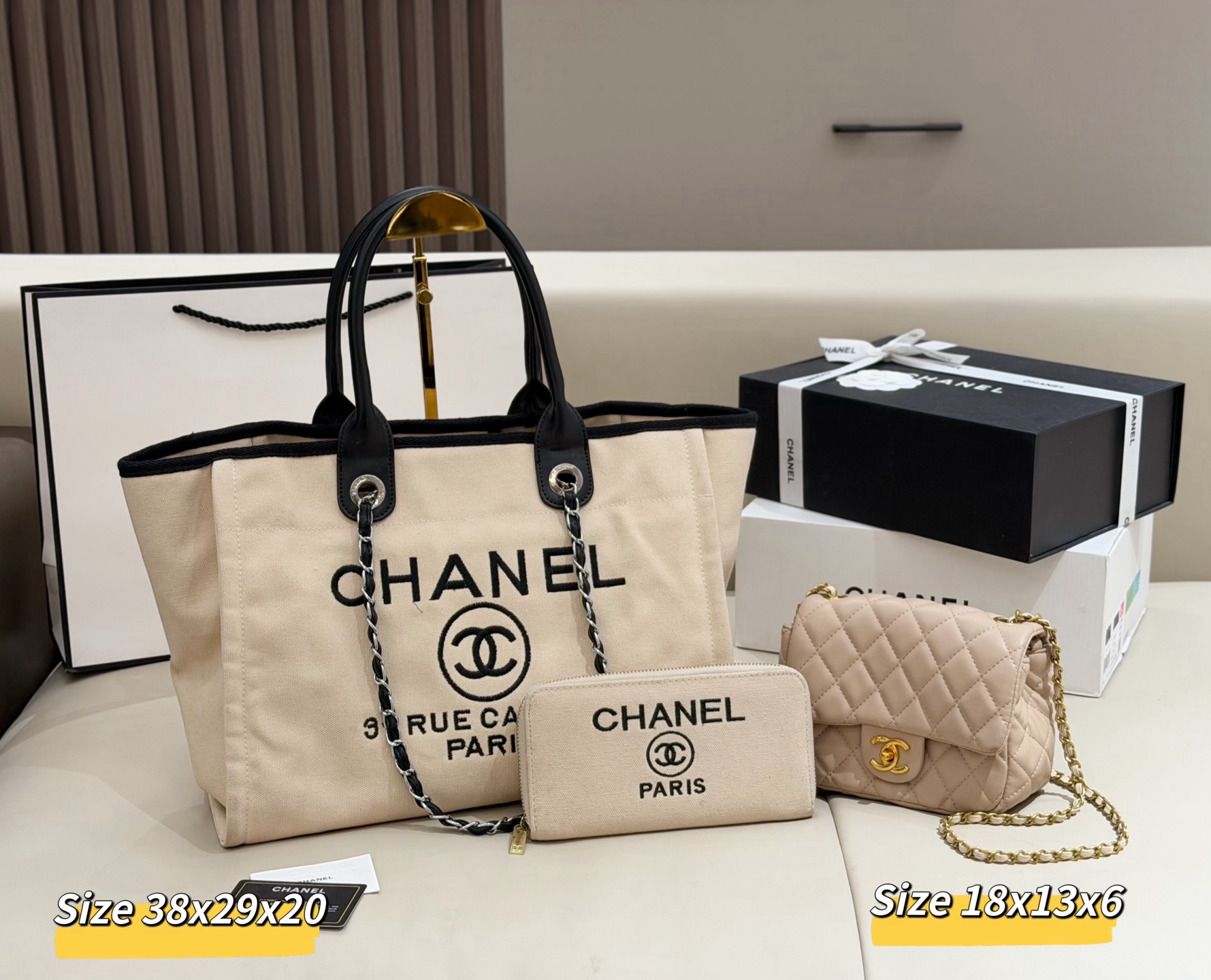 シャネル「Chanel」コンビネーションバッグ3点セット / トートバッグ＆ポーチセット