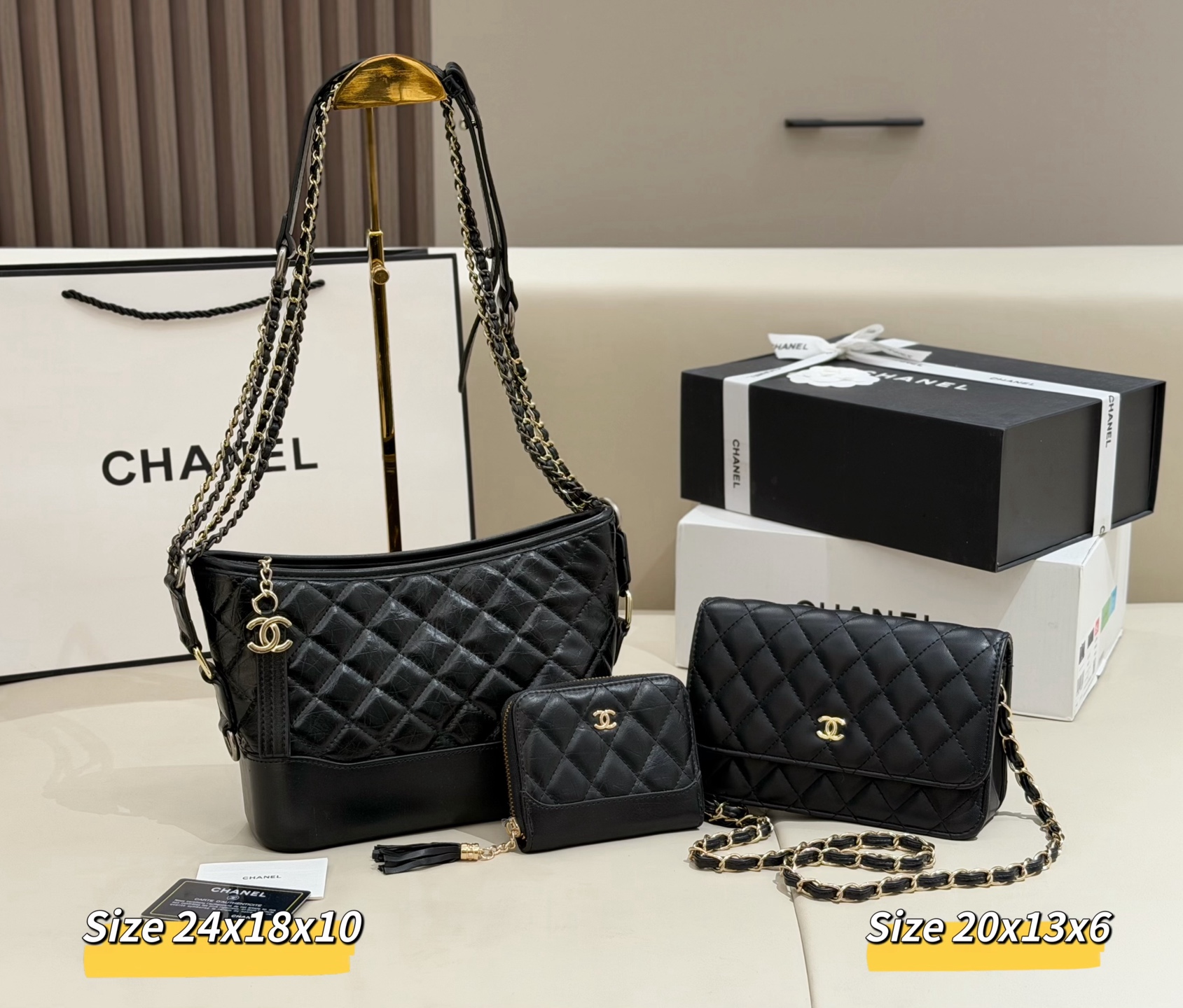 シャネル「Chanel」コンビネーションバッグ3点セット / トートバッグ＆ポーチセット