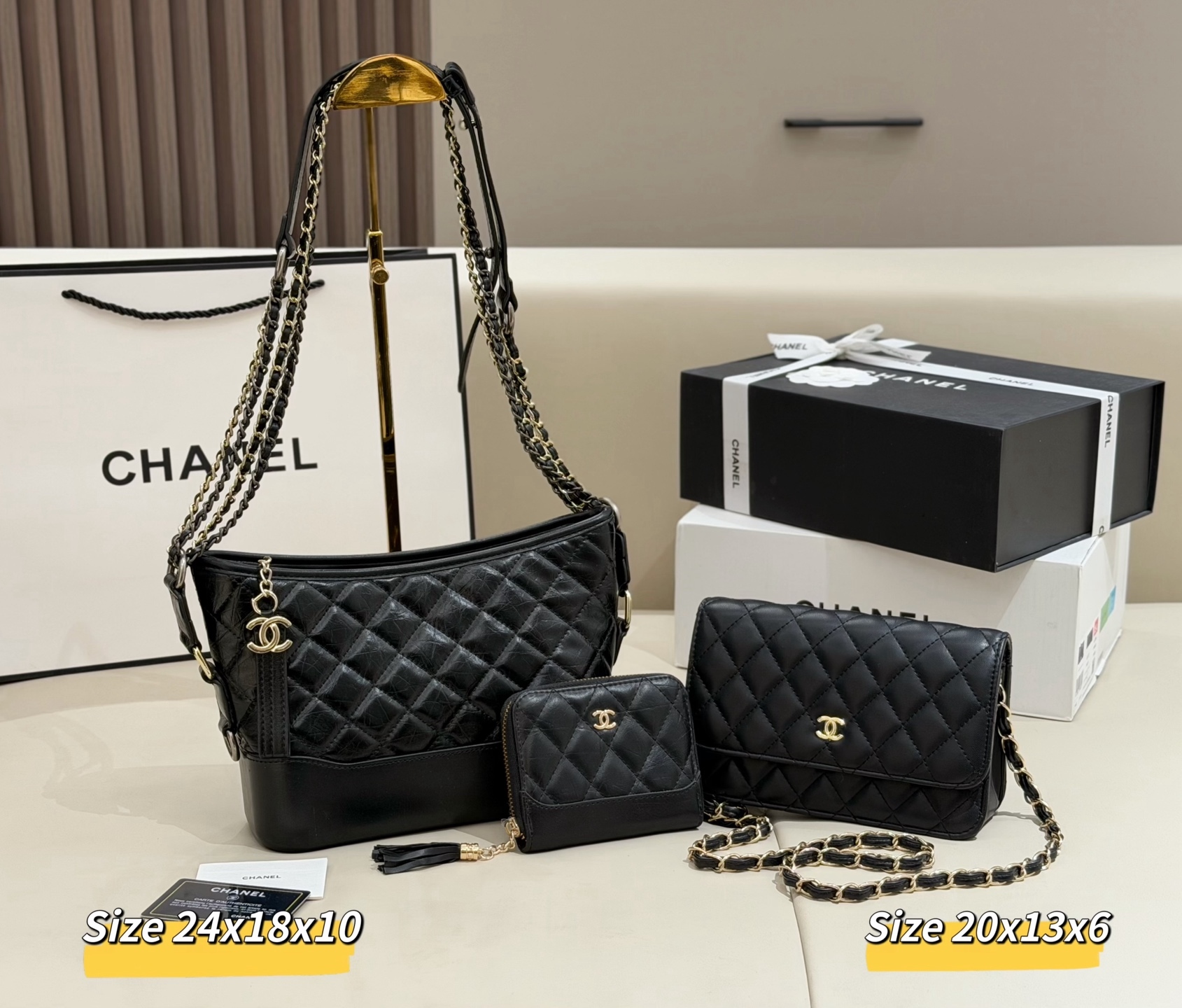 シャネル「Chanel」コンビネーションバッグ3点セット / トートバッグ＆ポーチセット