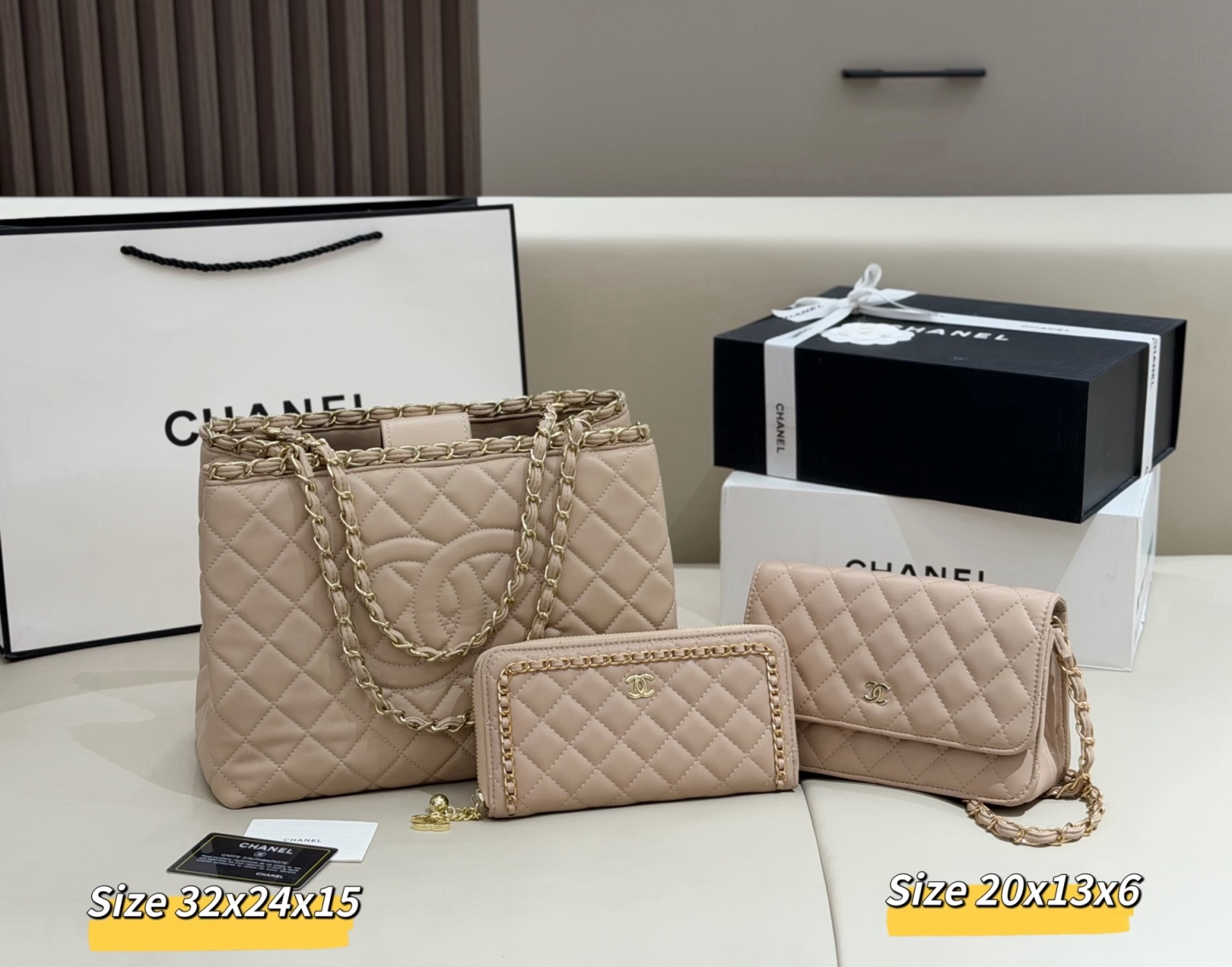 シャネル「Chanel」コンビネーションバッグ3点セット / トートバッグ＆ポーチセット