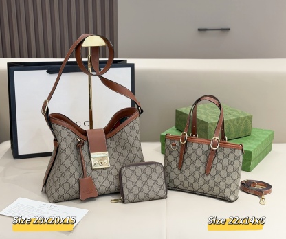 グッチ「Gucci」コンビネーションバッグ3点セット / トートバッグ＆ポーチセット