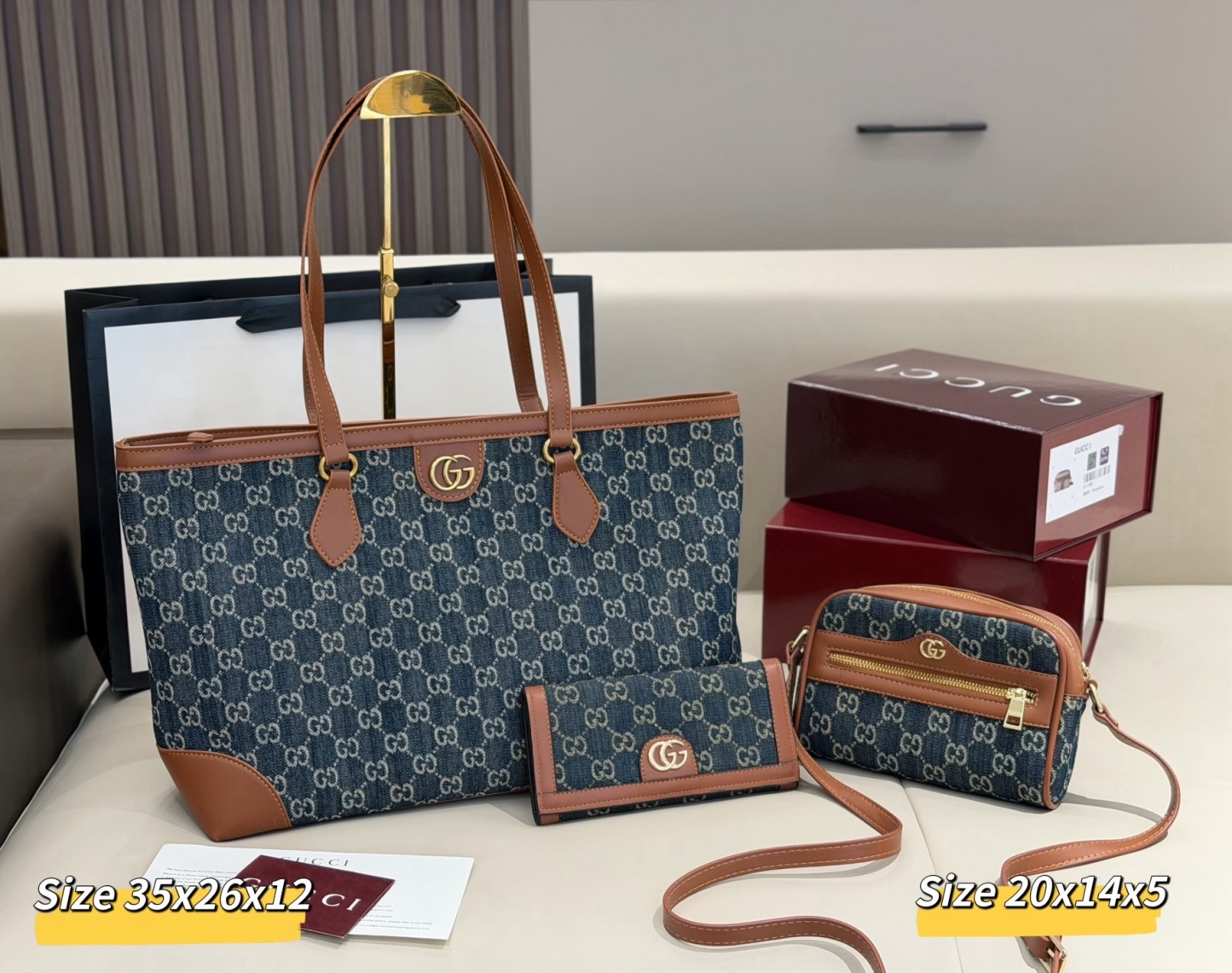 グッチ「Gucci」コンビネーションバッグ3点セット / トートバッグ＆ポーチセット