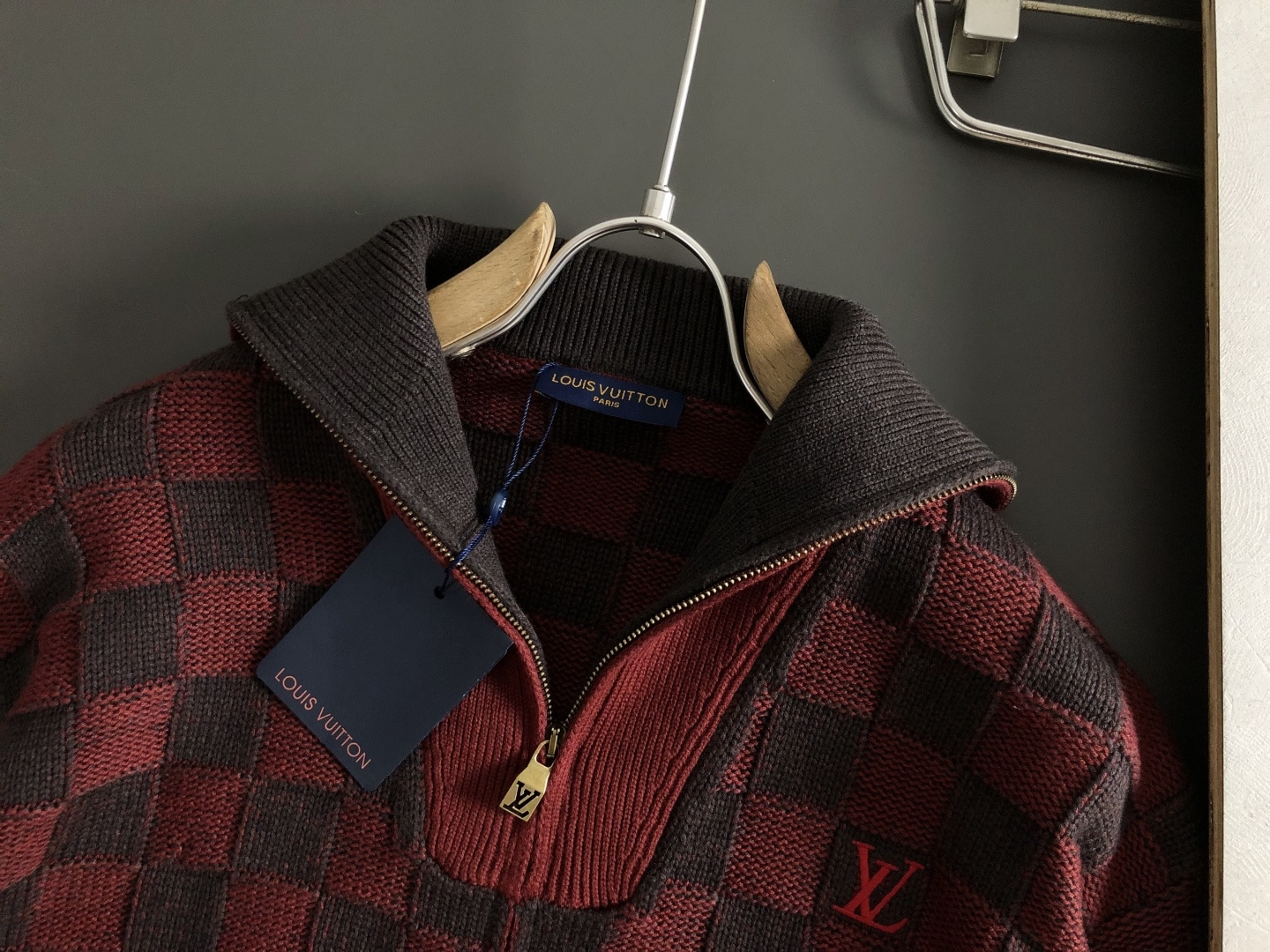 ルイ・ヴィトン「Louis Vuitton」ルイ・ヴィトン ダミエ・ウール ジップカーディガン / ニットカーディガン