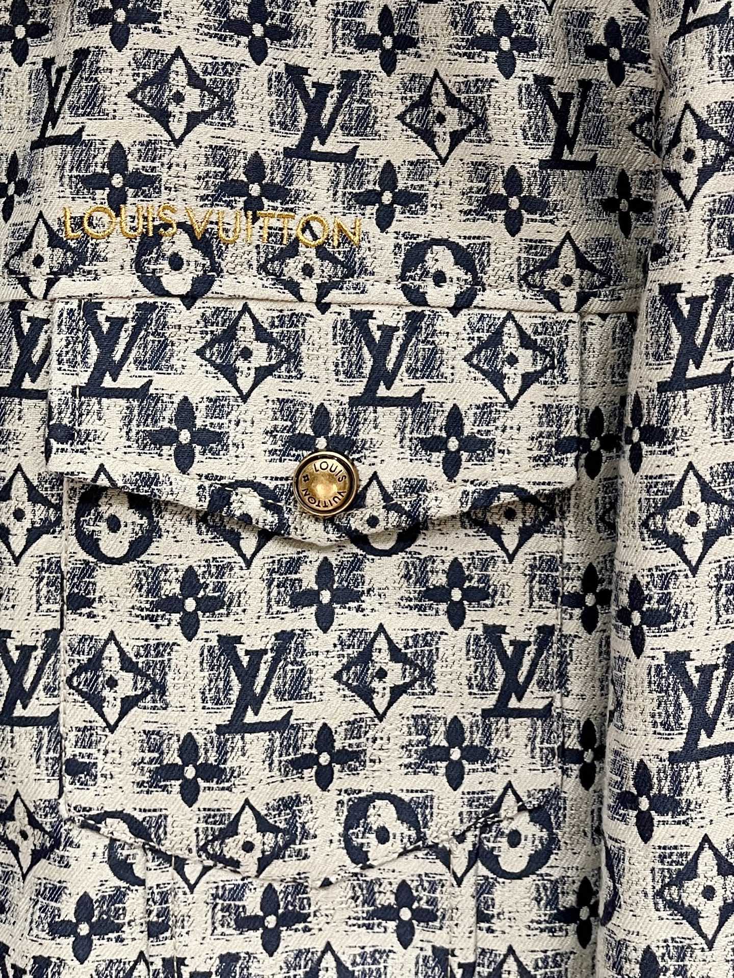 ルイ・ヴィトン「Louis Vuitton」モノグラム柄 ジャカード フリップカラー ジャケット / ワークジャケット