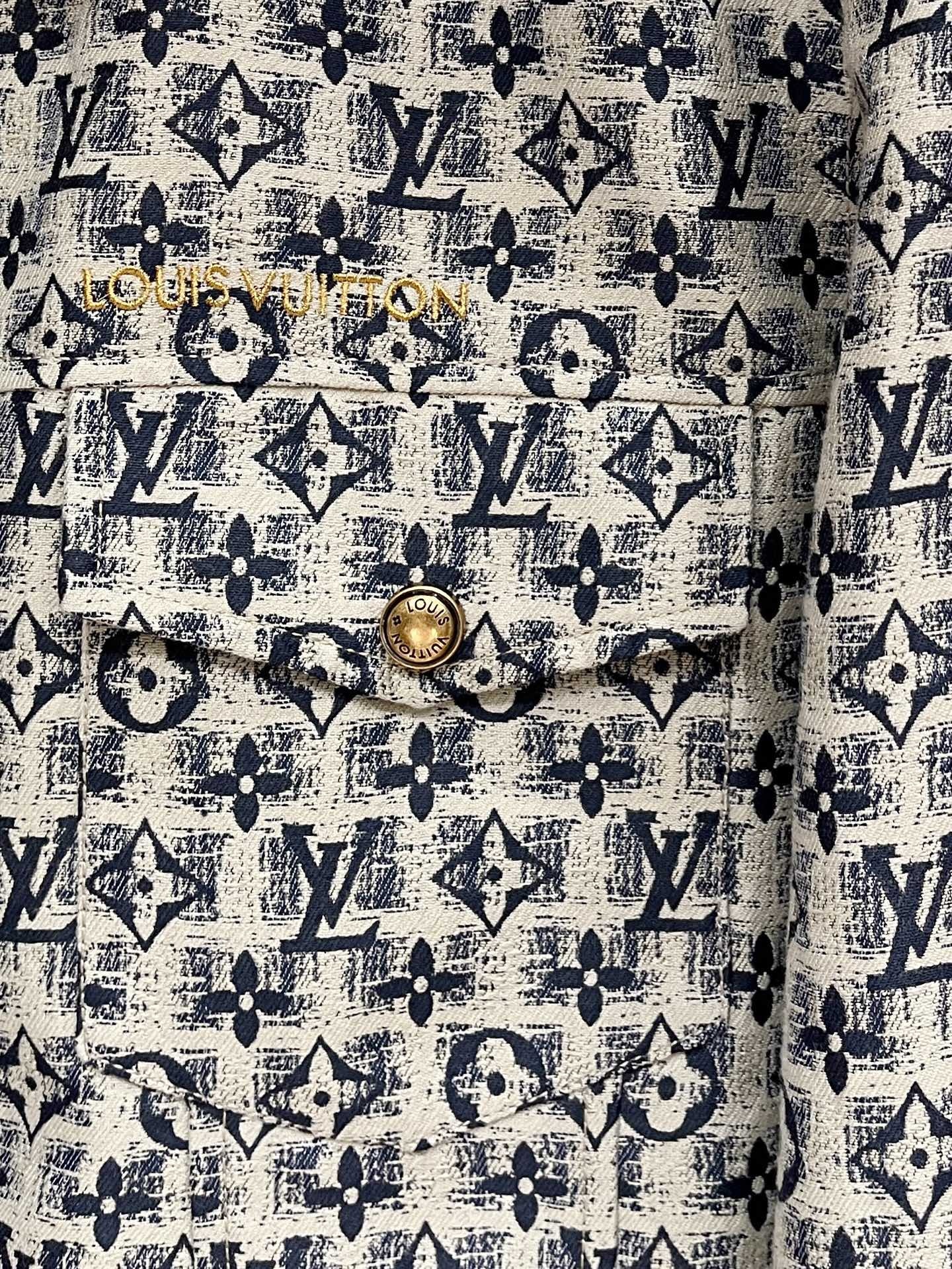 ルイ・ヴィトン「Louis Vuitton」モノグラム柄 ジャカード フリップカラー ジャケット / ワークジャケット