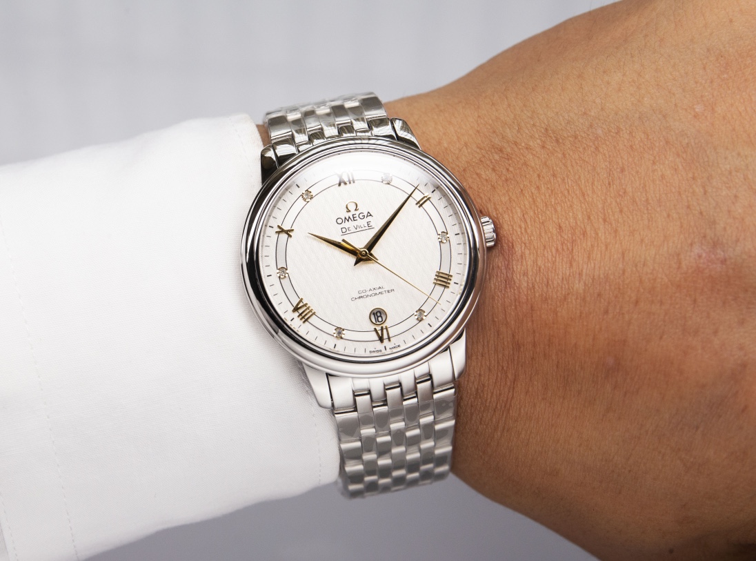 オメガ「Omega」デビル プレステージ カップルウォッチ メンズ39.5MM＆レディース32.7MM スチール＆レザーストラップ