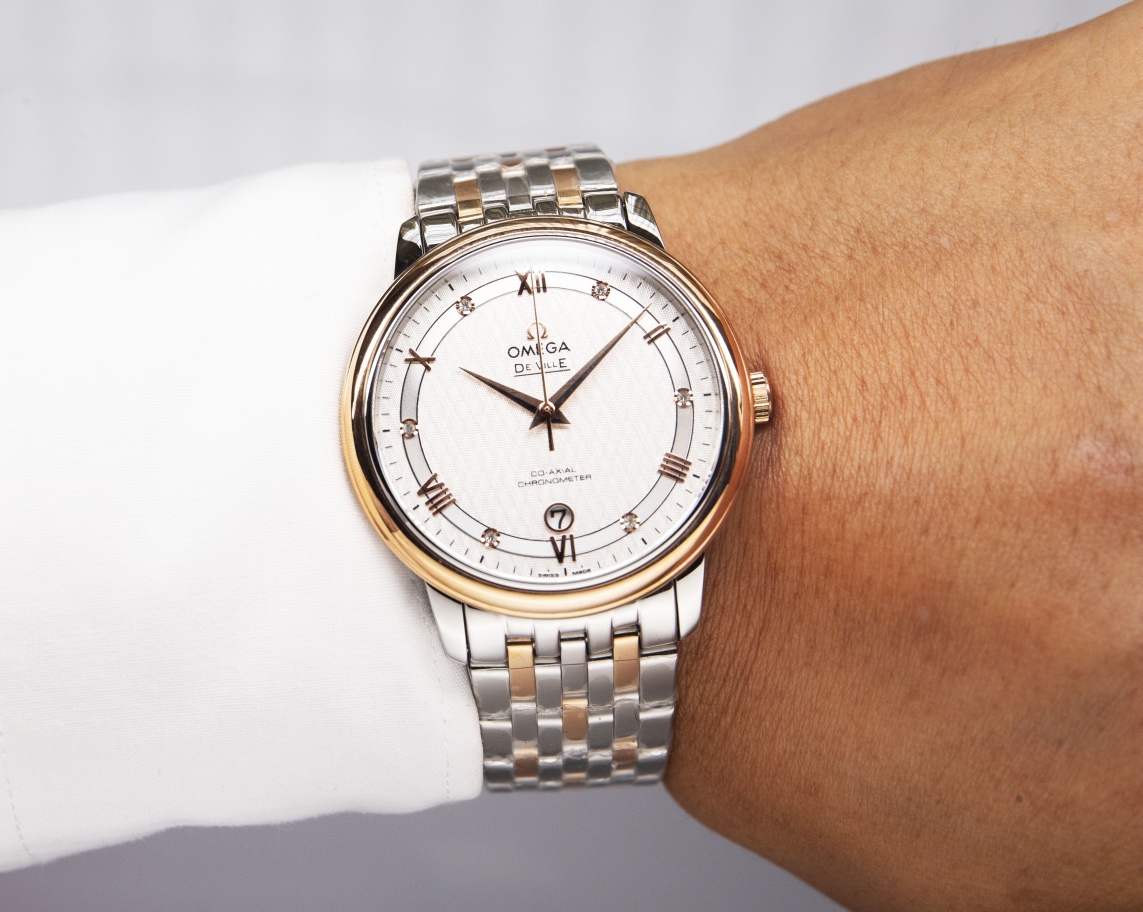 オメガ「Omega」デビル プレステージ カップルウォッチ メンズ39.5MM＆レディース32.7MM スチール＆レザーストラップ