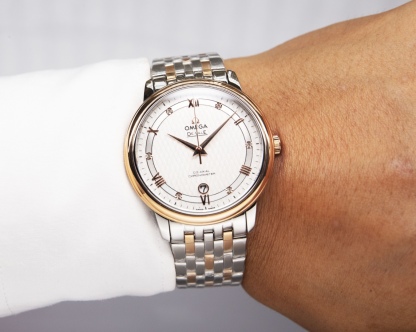 オメガ「Omega」デビル プレステージ カップルウォッチ メンズ39.5MM＆レディース32.7MM スチール＆レザーストラップ