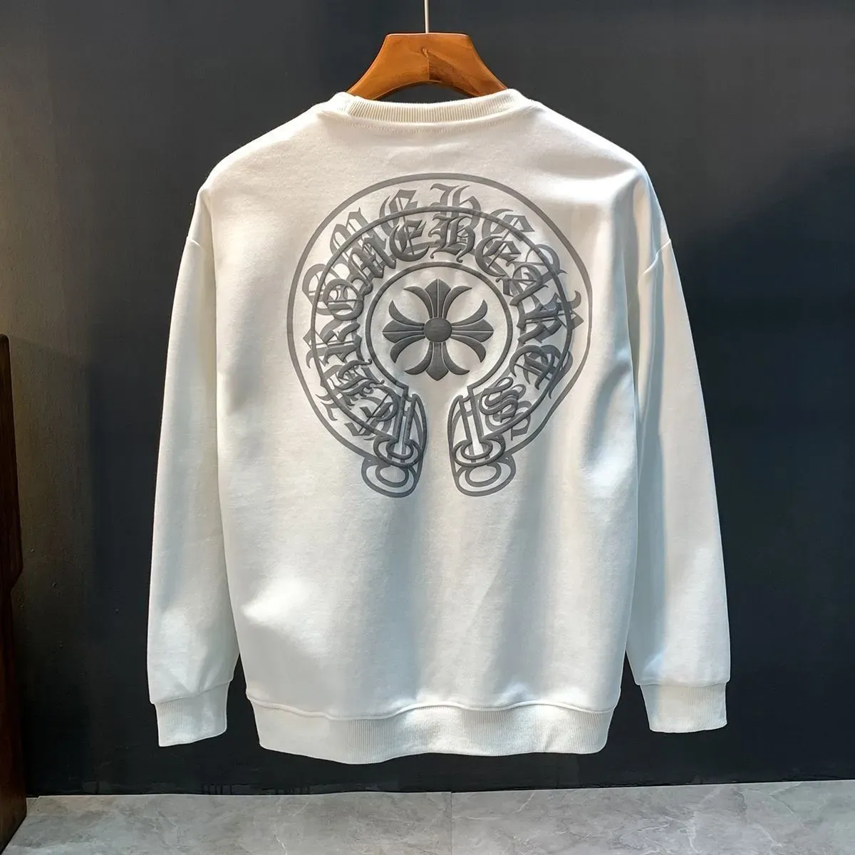 クロムハーツ「Chrome Hearts」ファッションブランドのスウェットシャツ秋冬新作プラスベルベット厚手カジュアルラウンドネックルーズジャケット