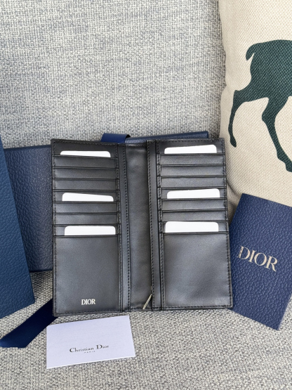 ディオール「Dior」Oblique モチーフ レザー コンパクト ロングウォレット