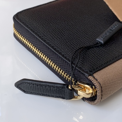 バーバリー「Burberry」Houseチェック & 粒革 ジップ ウォレット