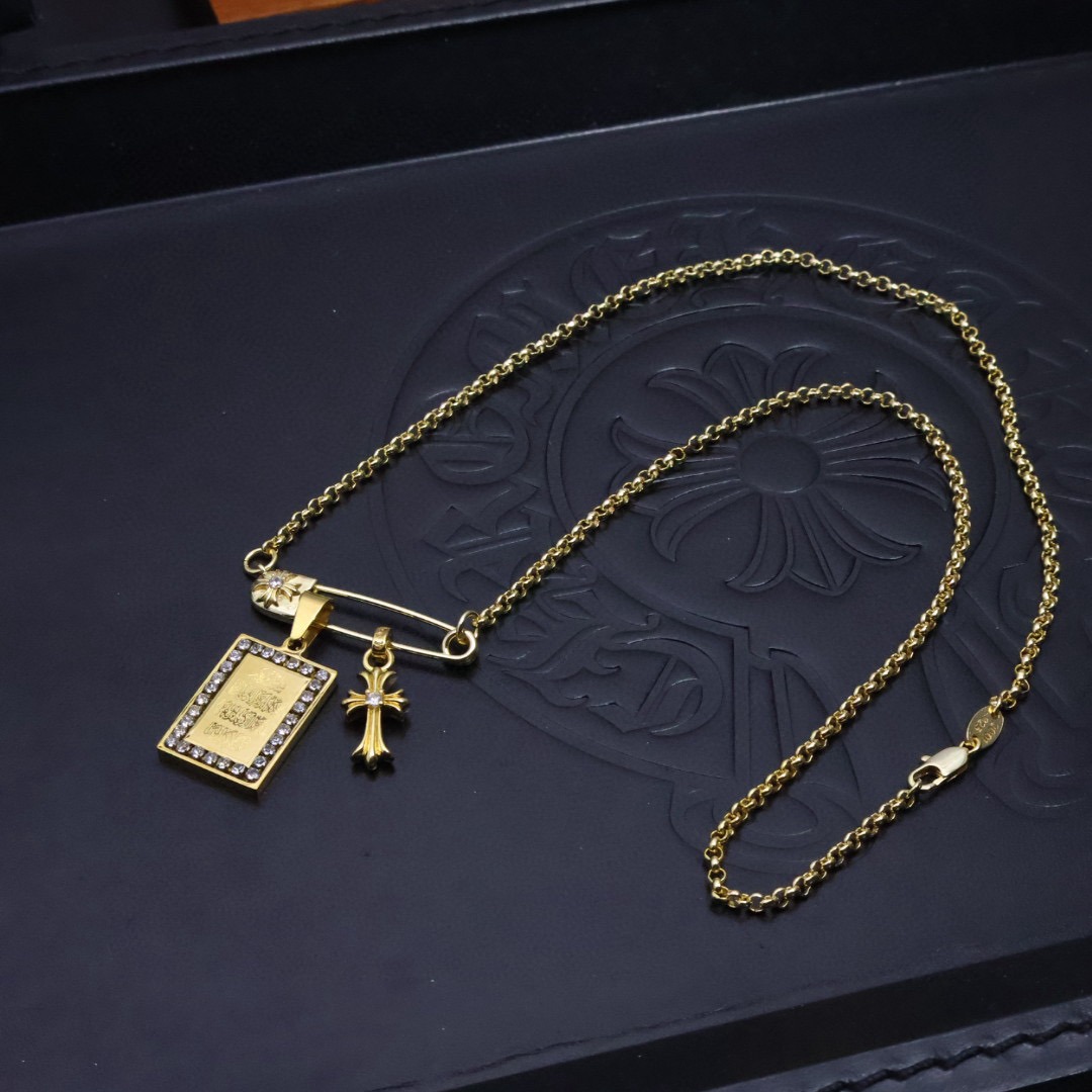 クロムハーツ「Chrome Hearts」ゴールド ペーパークリップ ペンダントネックレス