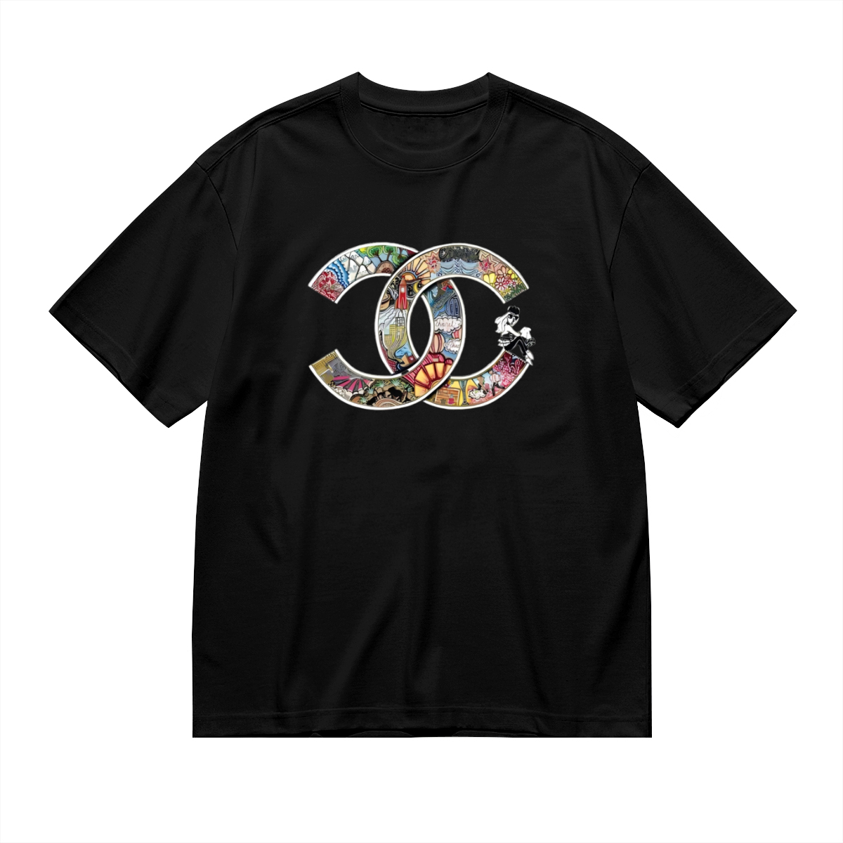 大人気!Colorful Chanel CCシャネル CCブローチ ショートスリーブTシャツ / クルーネック