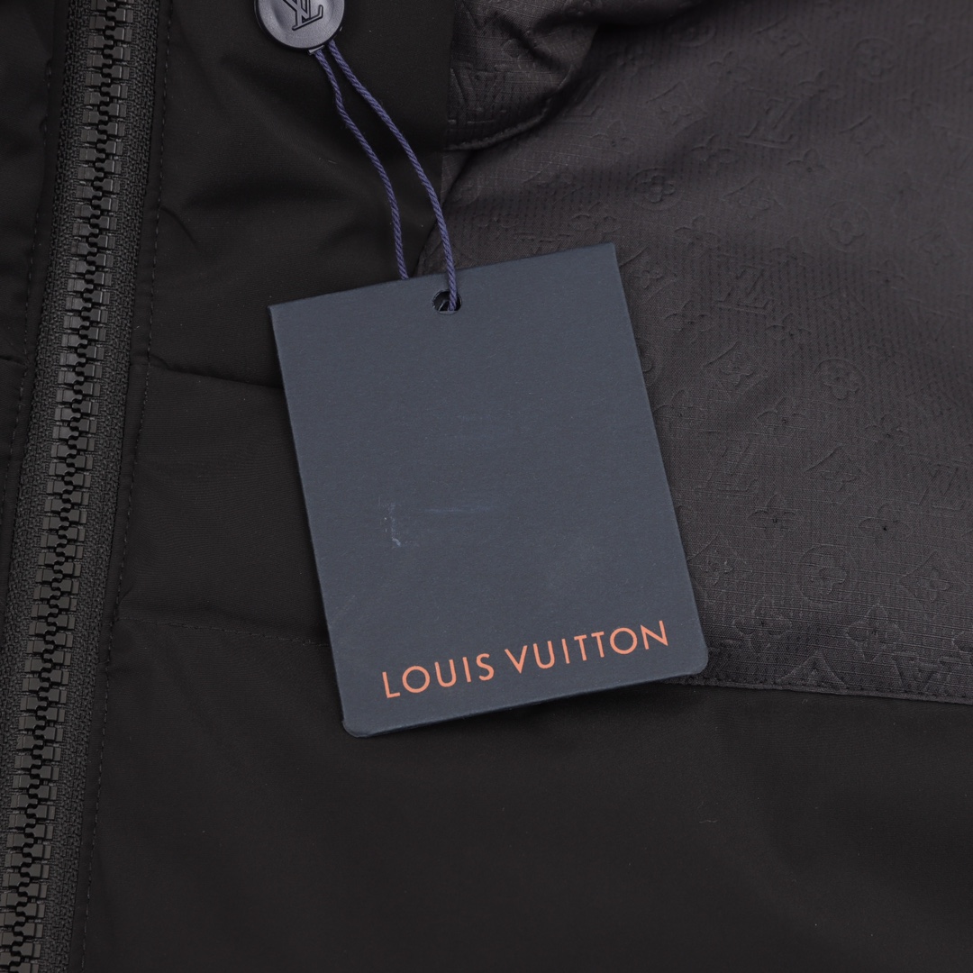 LOUIS VUITTON / ルイ・ヴィトンの袖章付き、暗紋浮彫スプライスダウンジャケット