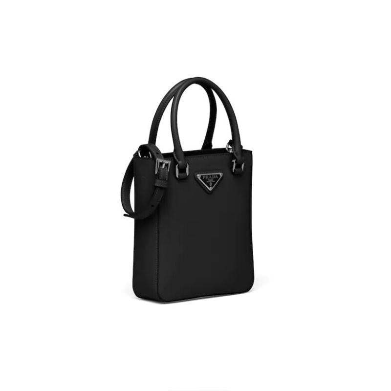 PRADA「プラダ」 スモール ブラッシュドレザー トートバッグ ブラック 5色