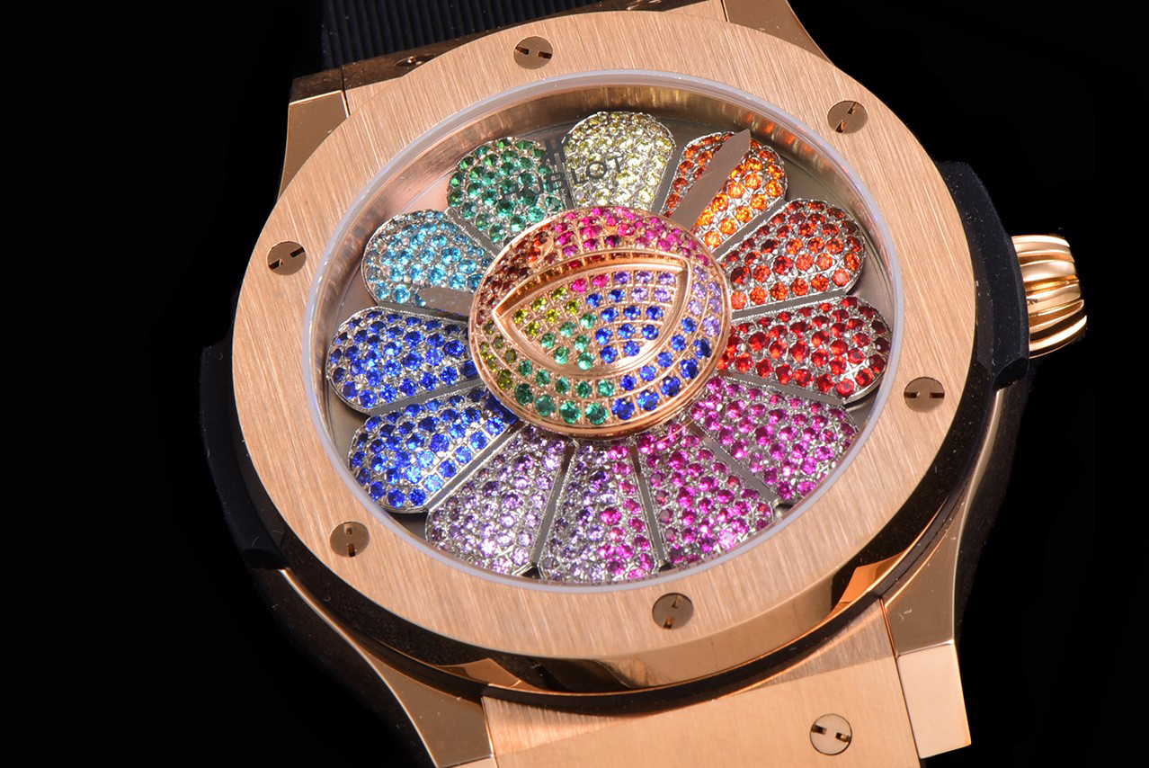 ウブロ「Hublot」クラシック フュージョン タカシ・ムラカミ サンライズ フラワー リミテッド エディション メンズウォッチ45MM