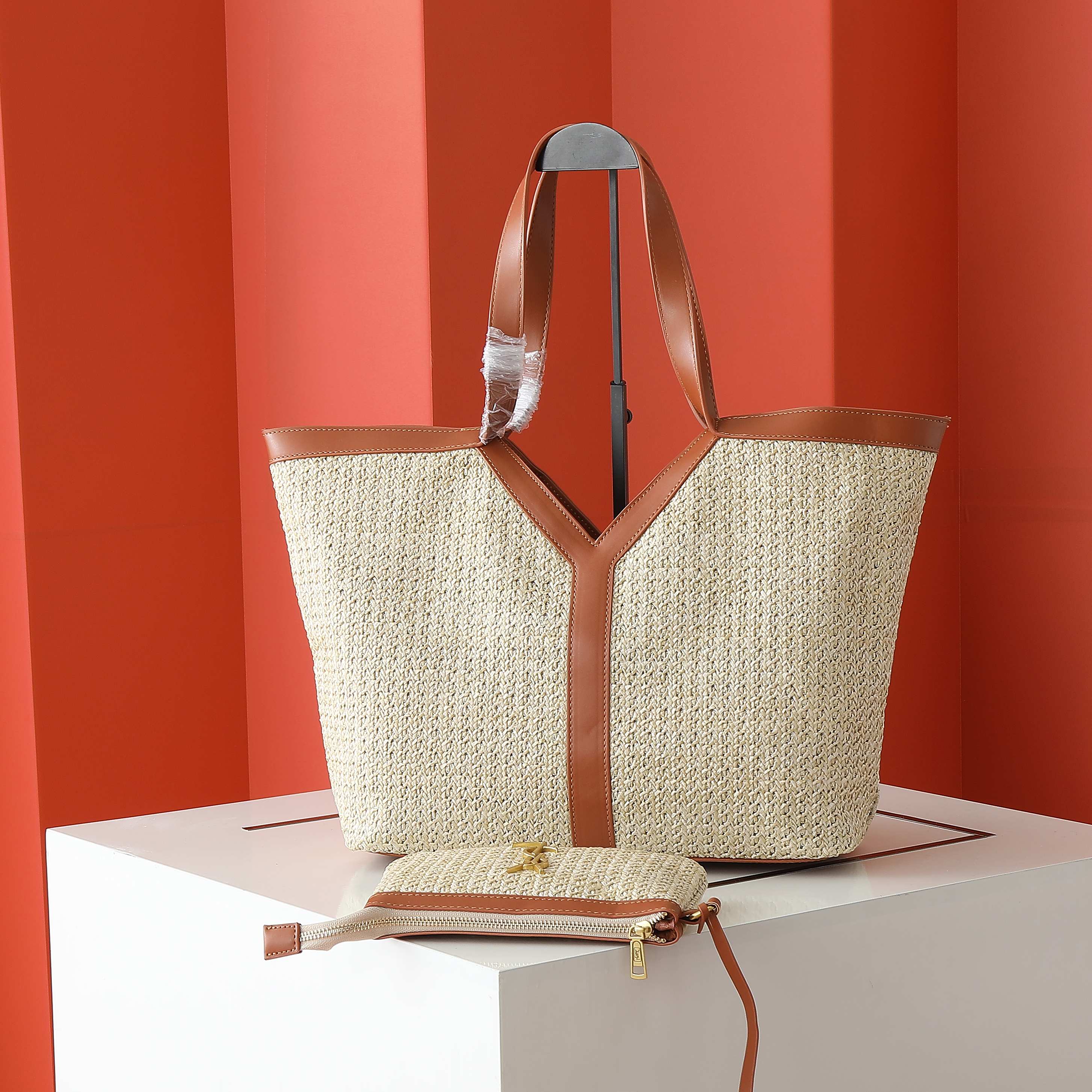 サンローラン「Saint Laurent」ICARE ラフィア トートバッグ