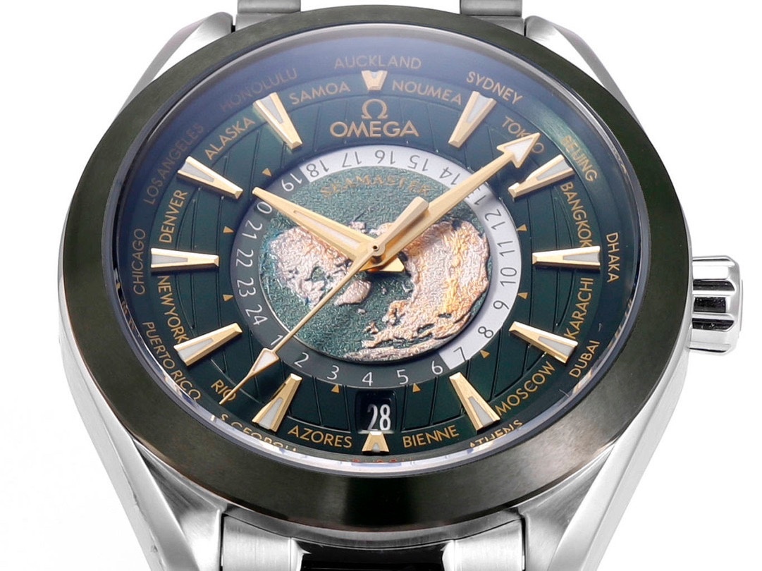 オメガ「Omega」Seamaster Aqua Terra 150m World Time Green Ceramic 腕時計43MM