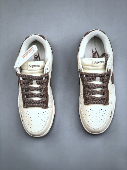 「コラボモデル」Stone Island x Nikeダンクロー スモールスウッシュ スターエンボス スニーカー ベージュ/ブラウン