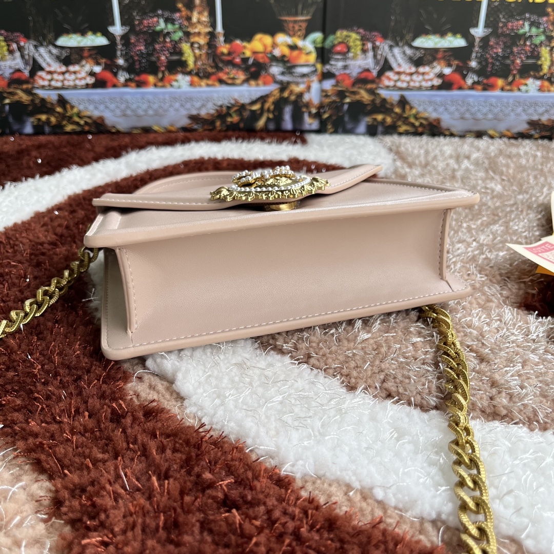 ドルチェ・アンド・ガッバーナ「D&G」パウダーピンク チェーン レザートップハンドルバッグ