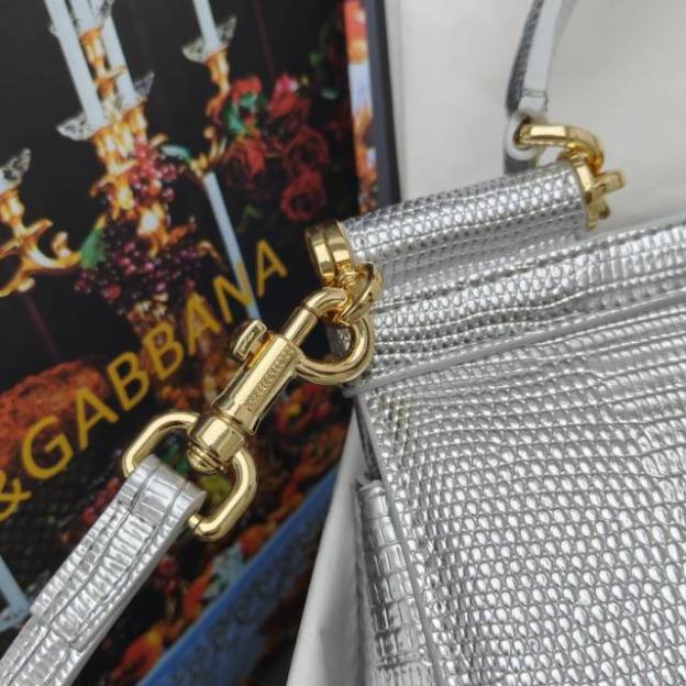 ドルチェ・アンド・ガッバーナ「D&G」 シシリー イグアナプリント レザートップハンドルバッグ