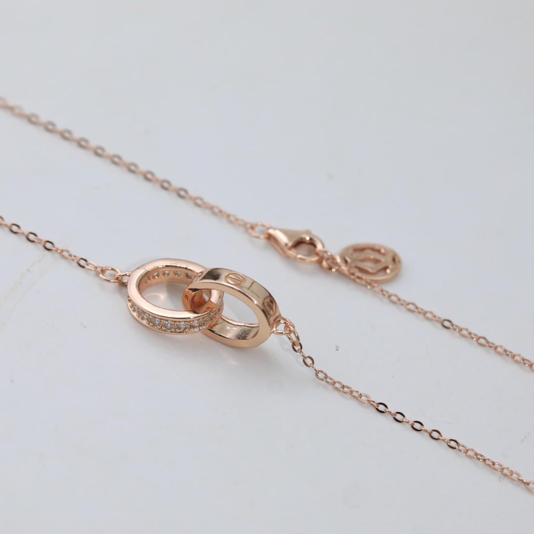 カルティエ「Cartier」ダブルリング マイクロセット ダイヤモンド ネックレス