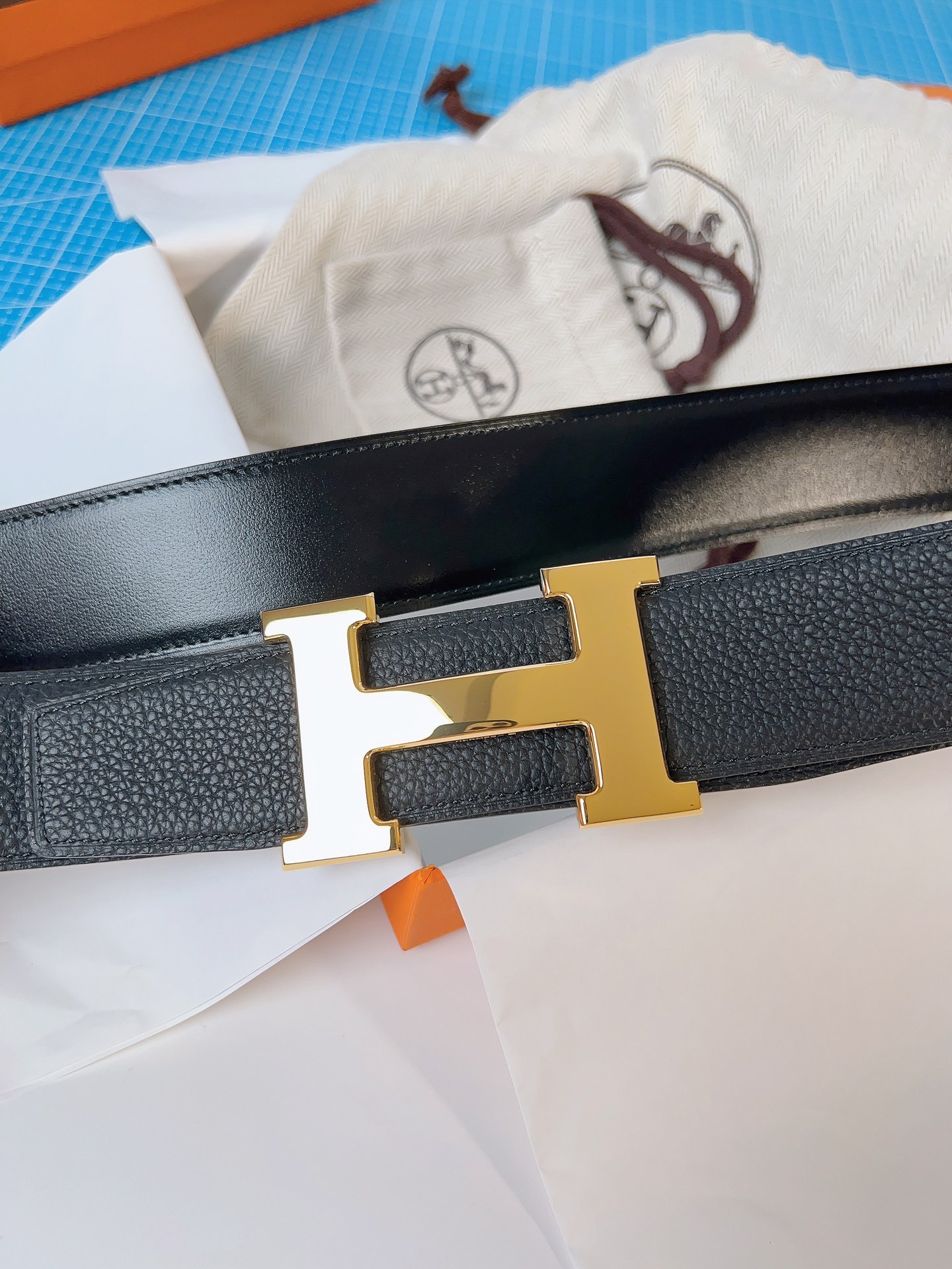 エルメス「Hermès」 ダブルフェイス トゴ革 ベルト100MM